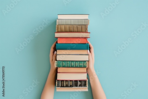 Intellectual Inspiration: Woman Holds Books, Conveying Education, Science, Knowledge, and the Joys of Learning