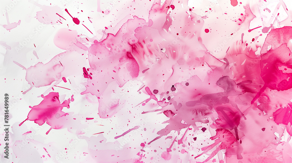 Pink Watercolor Splashes, Dynamic Abstract Art, Creative Background