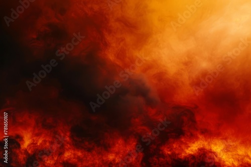 Abstract Fiery Red Sky with Black Smoke and Flames, Wide Banner Background for Dramatic Design Projects