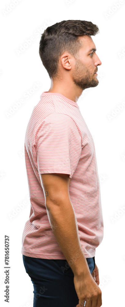 Young handsome man over isolated background looking to side, relax profile pose with natural face with confident smile. Young handsome man over isolated background looking to side, relax profile pose with natural face with confident smile.