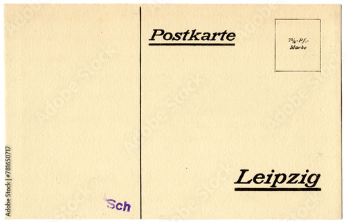 Alte Postkarte blanko - Leipzig mit 7 1/2 Pfennig Briefmarke