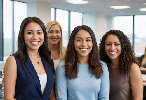 Group Photo of DEI Mixed Ethnic Woman in Professional Workplace Environment, Female Workforce Influence Making a Difference in Business and Economy © Snap2Art