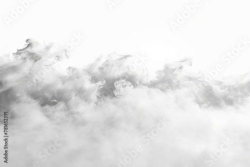 Soft white fog or smoke on plain white background, misty air effect abstract illustration