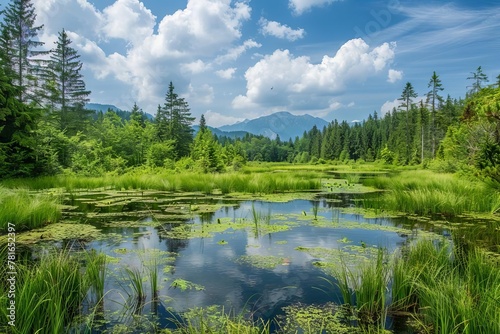 Serene Heidenreichsteiner Moor Nature Reserve, Lush Green Peatbog Landscape in Austria