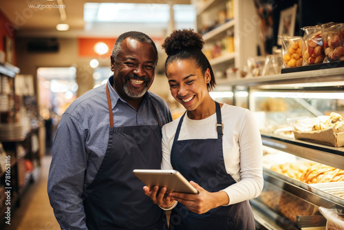 Small Business Owners Managing Bakery Inventory Together