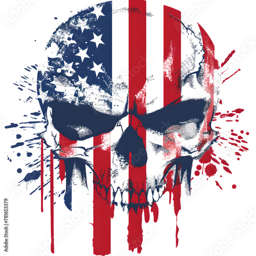 patriotic skull themed t-shirt design, logo with a white background