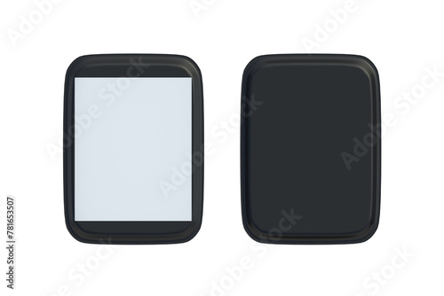 Empty salver with blank paper sheet and without isolated on white background. Top view. 3d render