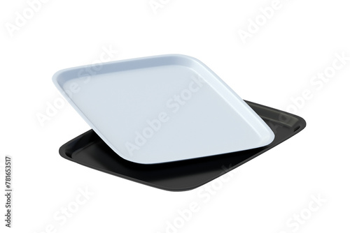 Black and white salver isolated on white background. 3d render photo