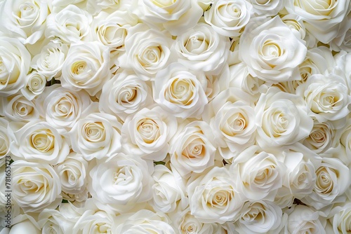 Elegant white roses flower backdrop  perfect for wedding or romantic occasion  floral background