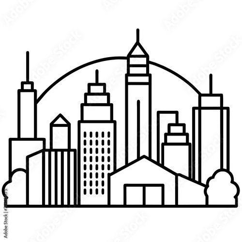 black and white city skyline
