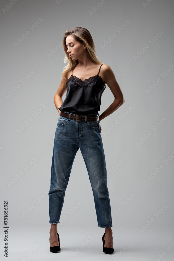 Lace elegance paired with timeless denim style Lace elegance paired with timeless denim style