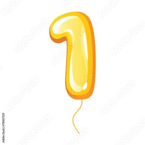 Birthday inflatable foil number balloon isolated on a white background. 
