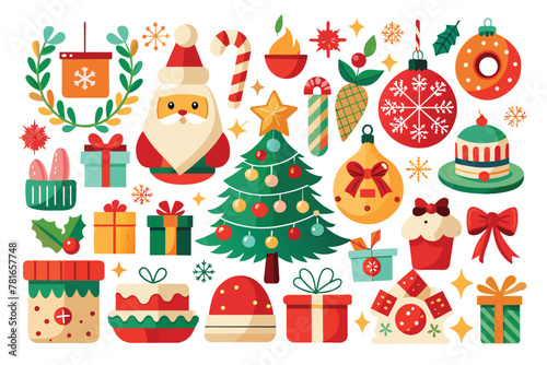 christmas decorative items over white mega set