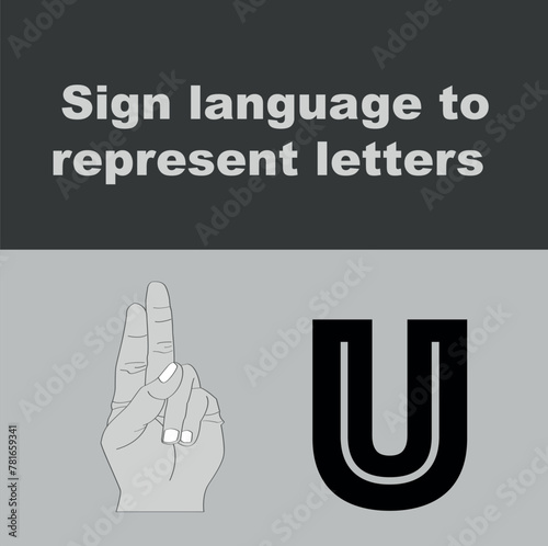 American Sign Language Letter U Hand Gesture ASL Alphabet Isolated