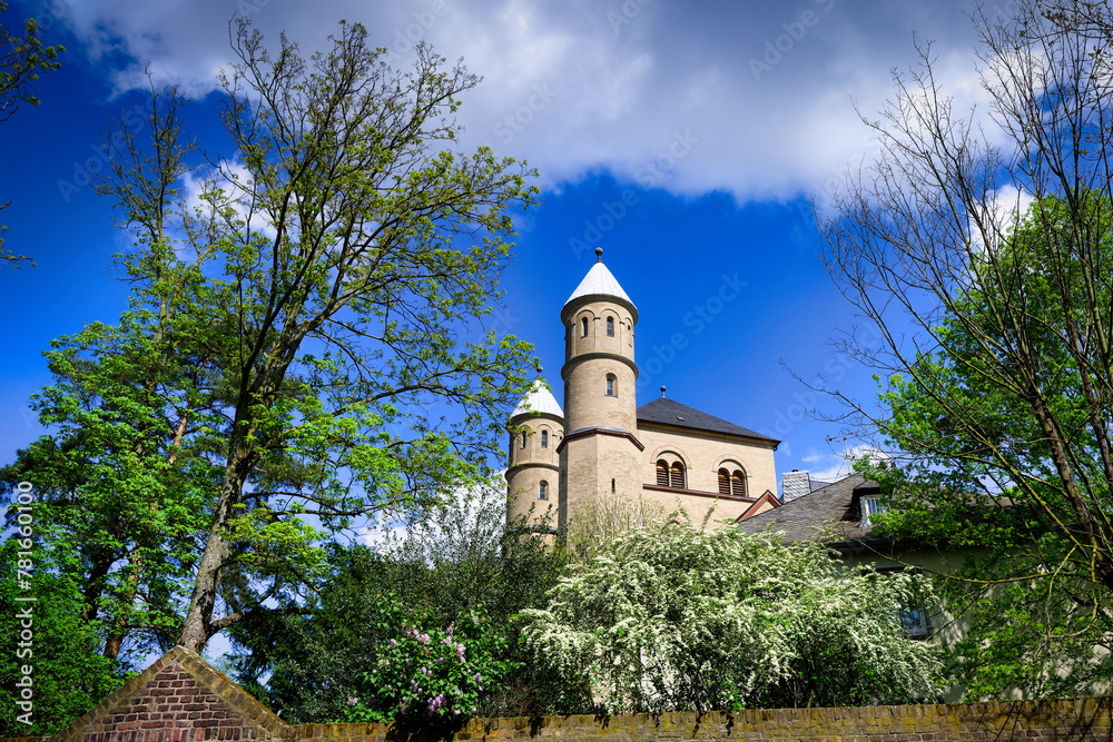 the medieval basilica of st. Pantaleon in cologne on a sunny day in spring