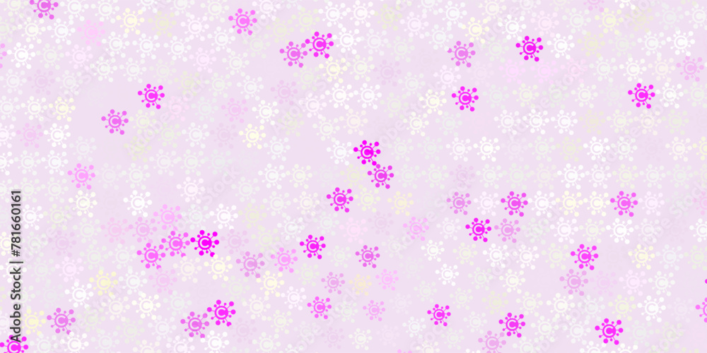 Light Pink, Yellow vector backdrop with virus symbols. Light Pink, Yellow vector backdrop with virus symbols.
