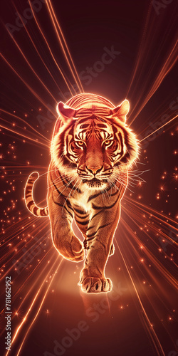 Illustration of an orange glowing tiger