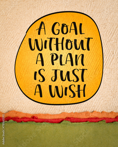 a goal without a plan is just a wish - motivational note on art paper, personal development, business or career concept © MarekPhotoDesign.com