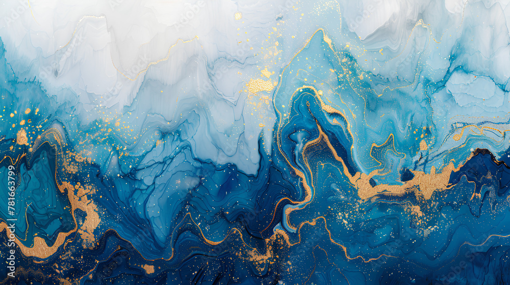 Naklejka premium Blue background marble abstract texture pattern gold watercolor gray white dark paint green luxury. Background silver blue marble ombre wall color canvas fluid ink gradient water concrete wash art