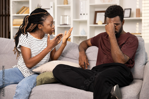 Couple Disagreement At Home, Woman Arguing With Man Ignoring Communication, Conflict In Relationship, Stress And Misunderstanding, Family Problem, Indoor Domestic Life, Emotional Distress