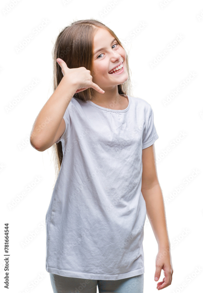 Young beautiful girl over isolated background smiling doing phone gesture with hand and fingers like talking on the telephone. Communicating concepts. Young beautiful girl over isolated background smiling doing phone gesture with hand and fingers like talking on the telephone. Communicating concepts.