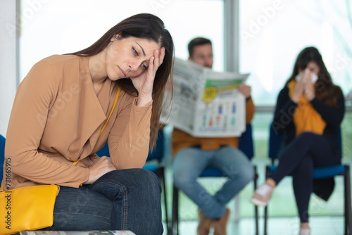 anxious woman in a waiting room