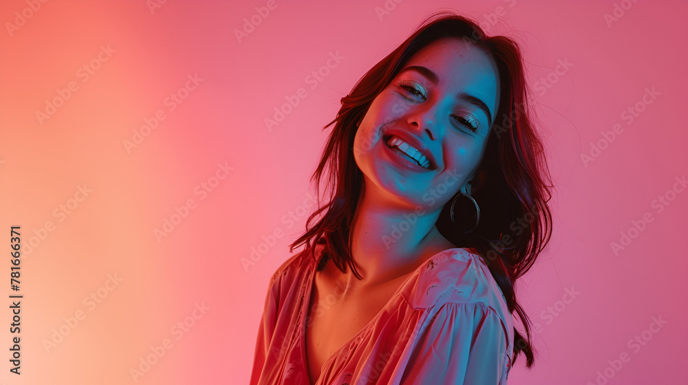 portrait of a beautiful lady in red neon background light portrait of a beautiful lady in red neon background light
