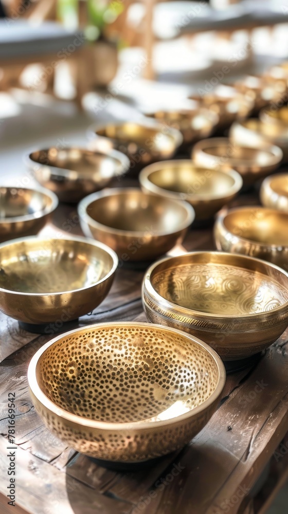 Embark on a journey of inner harmony with a sound healing session featuring gongs and bowls, a restorative wellness practice.