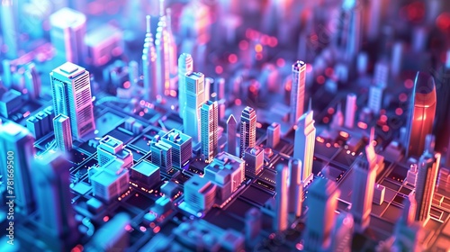 Discover the essence of smart cities in this stock photo, illustrating the harmonious integration of technology and sustainability in urban development. #781669500