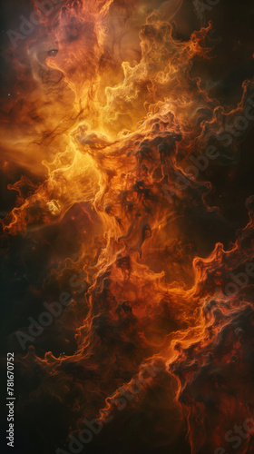 Cosmic Inferno: A Fiery Nebula in Deep Space