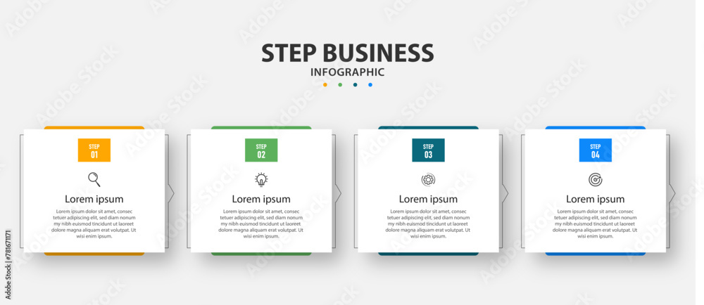 Obraz premium infographics design template. timeline with 4 steps, options. can be used for workflow diagram, info chart, web design. vector illustration.