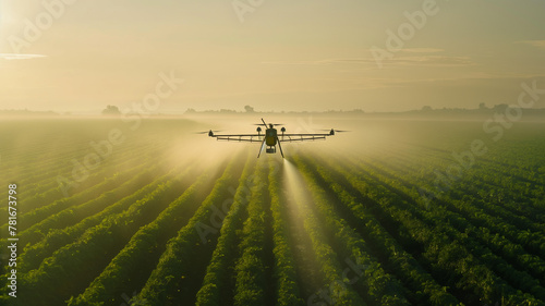 Drone spraying pesticide on agriculture field. drone spraying pesticide on agriculture field