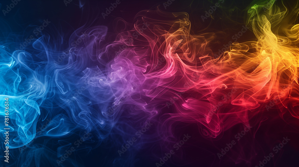 Obraz premium rainbow-colored smoke swirling against dark backdrop