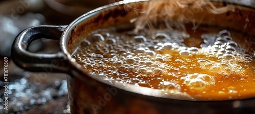 Capturing Culinary Magic: A Mesmerizing Close-Up of a Steaming Pot of Soup, Effervescing with Aromas and Flavors, Inviting You to Savor Every Sip and Delight in the Artistry of Cooking