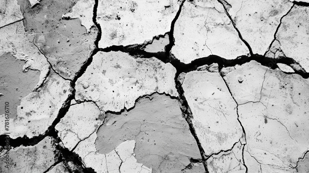 Cracked concrete surface with fissures Cracked concrete surface with fissures