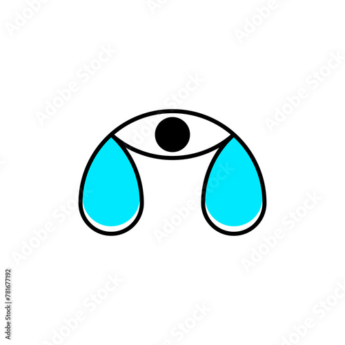eye and tears crying logo vector icon