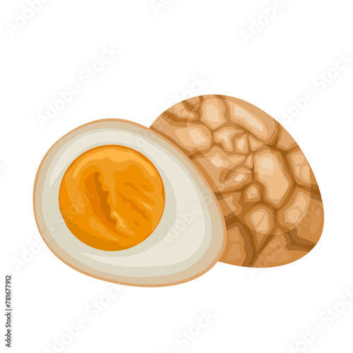Vector illustration, chinese tea egg, isolated white background.