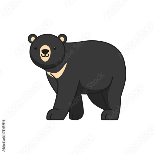 Cartoon Black Bear Vector Illustration