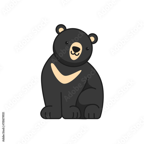 Cartoon Black Bear Vector Illustration