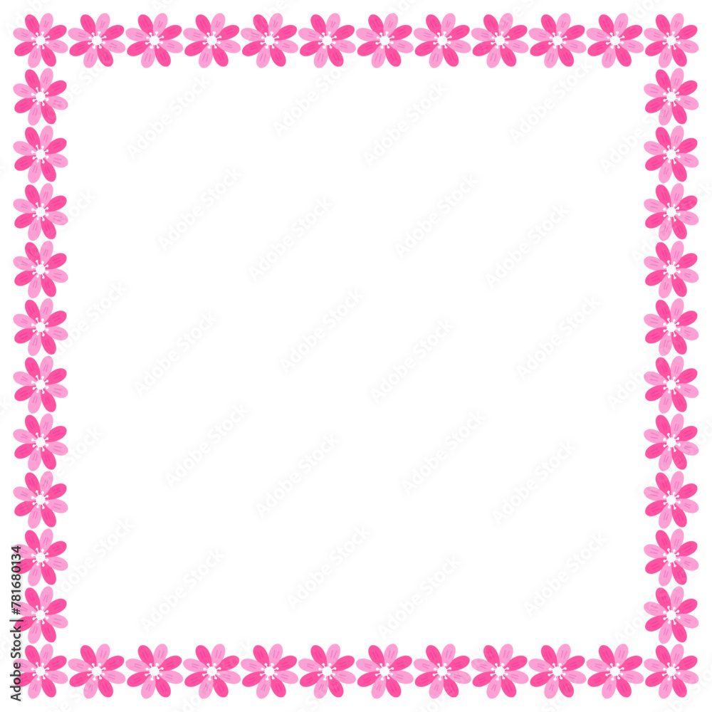 Vector hand drawn spring floral frame on white