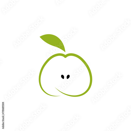 logo green cut apple icon juice vector