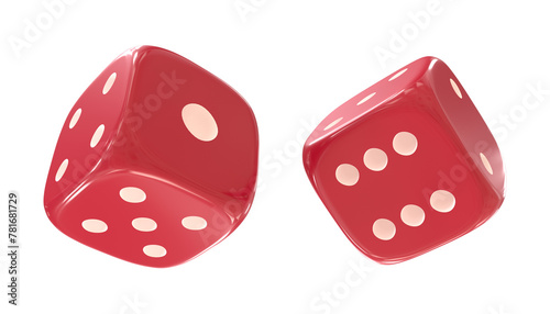 Two red dice, isolated on White photo