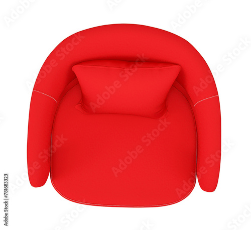 Top view of comfortable armchair 3D render