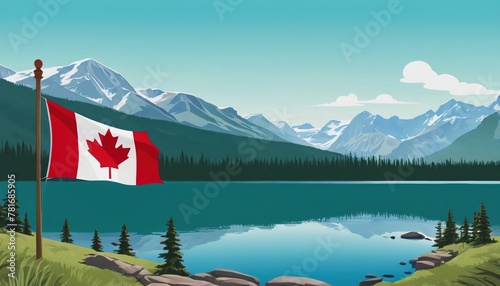 Canada Day. the flag of Canada. people are holding the flag of Canada. nature of Canada photo