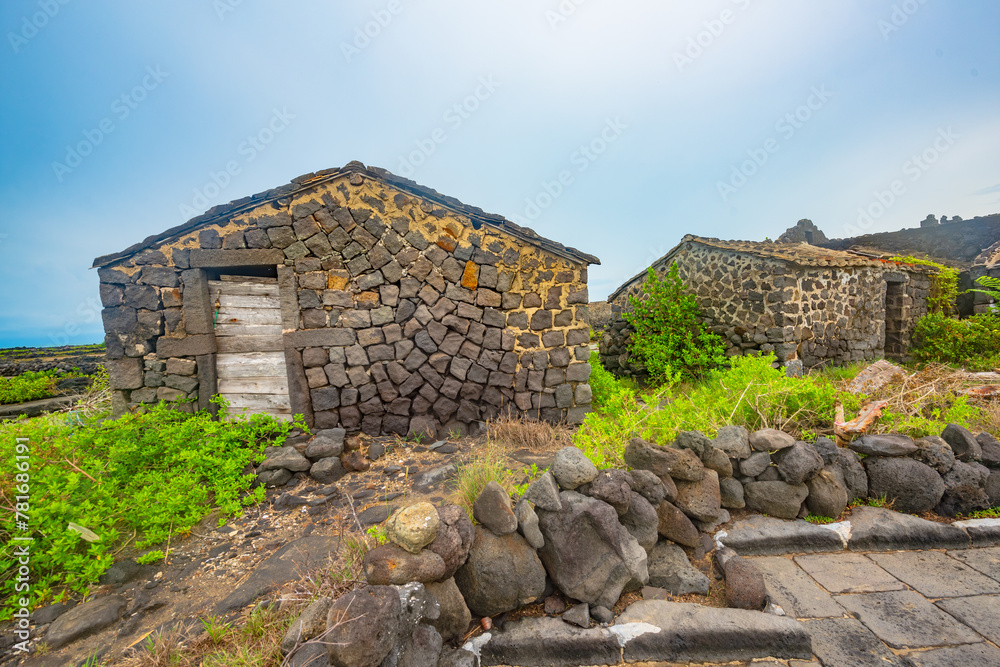 Stone houses and stone piles in the ancient salt fields of Yanding, Danzhou, Hainan, China