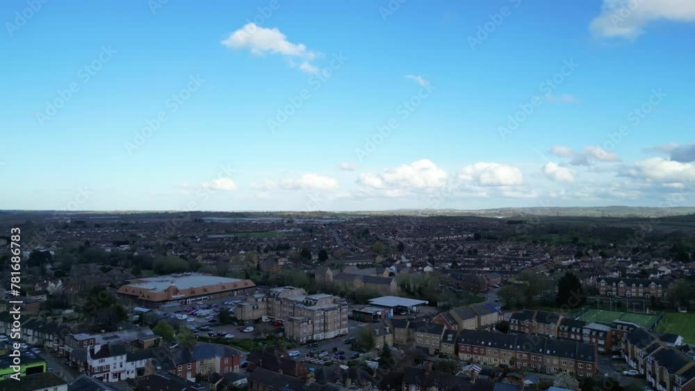 High Angle View of Central Leighton Buzzard Town of England UK. March 29th, 2024 High Angle View of Central Leighton Buzzard Town of England UK. March 29th, 2024