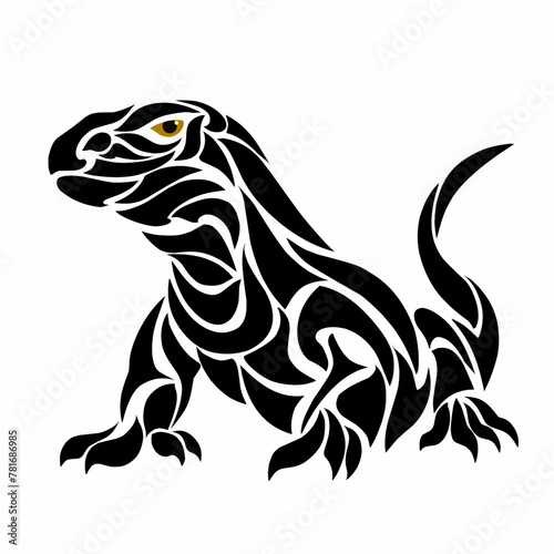 graphic vector illustration of tribal art design of black Komodo dragon