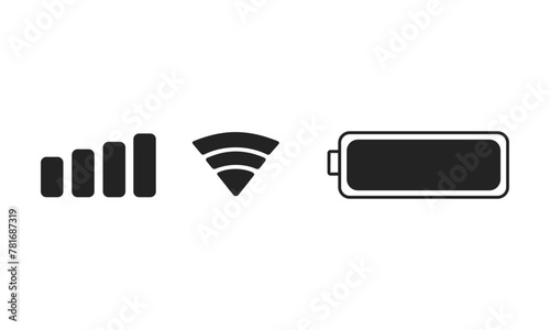 Vector overage level and battery and wi-fi. phone bar status icon photo