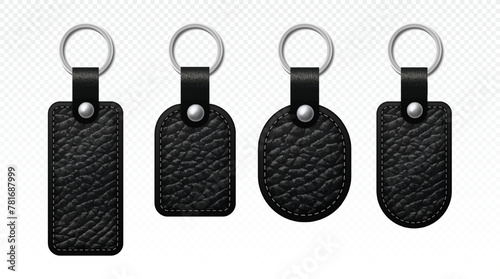 Leather keychains vector set