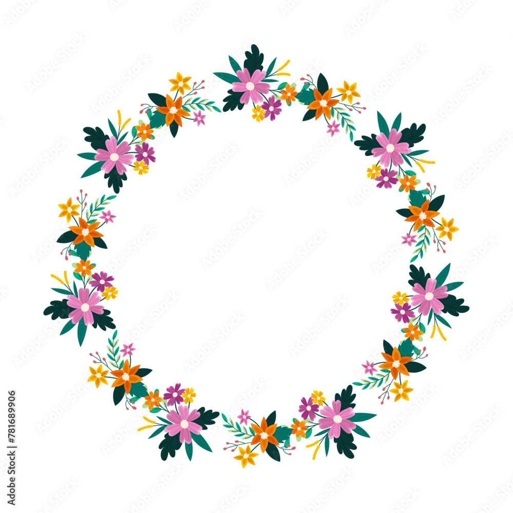 Vector hand drawn spring floral frame on white Vector hand drawn spring floral frame on white